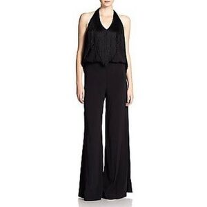 ALEXIS Black Fringe Wide Leg Jumpsuit